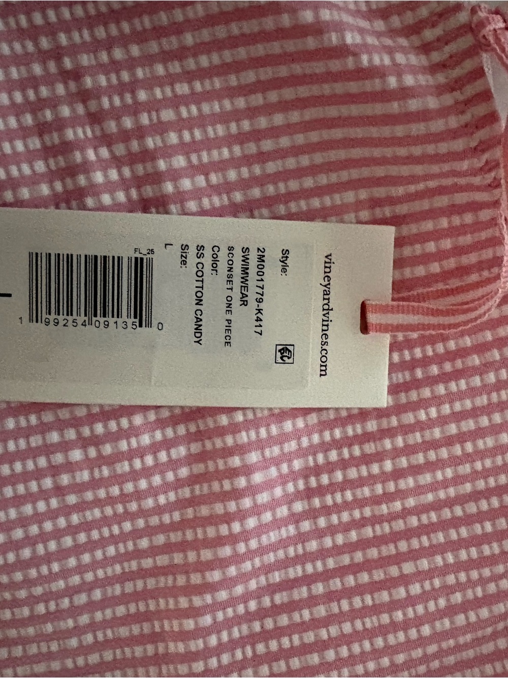 Vineyard Vines Seersucker Pink One-Piece Swimsuit - Picture 3 of 4
